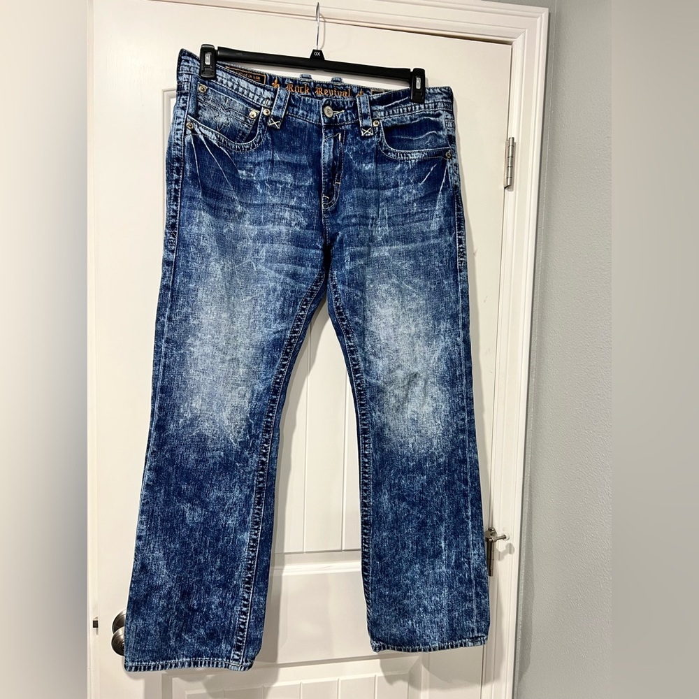 Men’s Rock Revival Jeans Acid wash look Evan straight 38